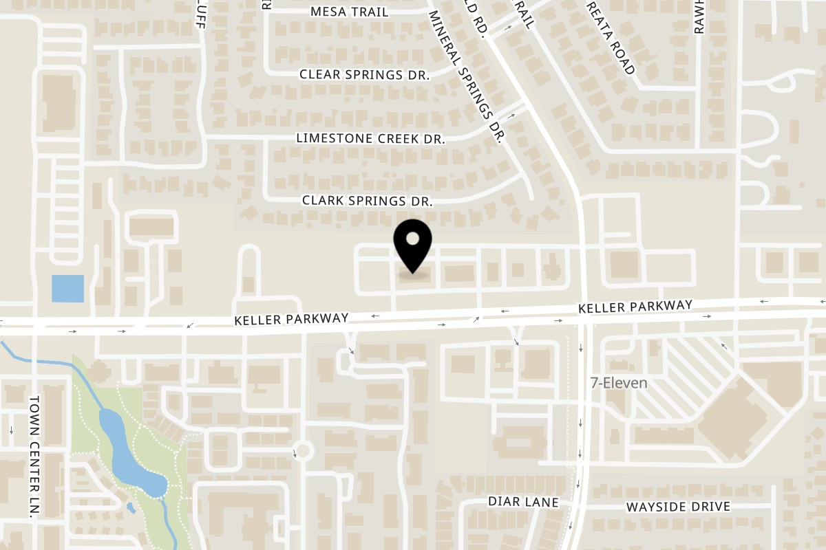 Map showing the location of Red Pepper Wok on 1411 Keller Pkwy in Keller
